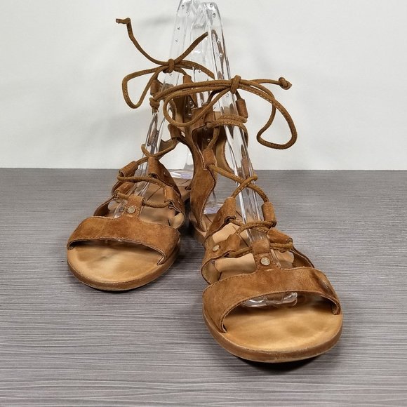Dolce Vita Jasmyn Lace Up Gladiator Sandal, Cognac Suede, Womens Size 7.5 M - Picture 4 of 12